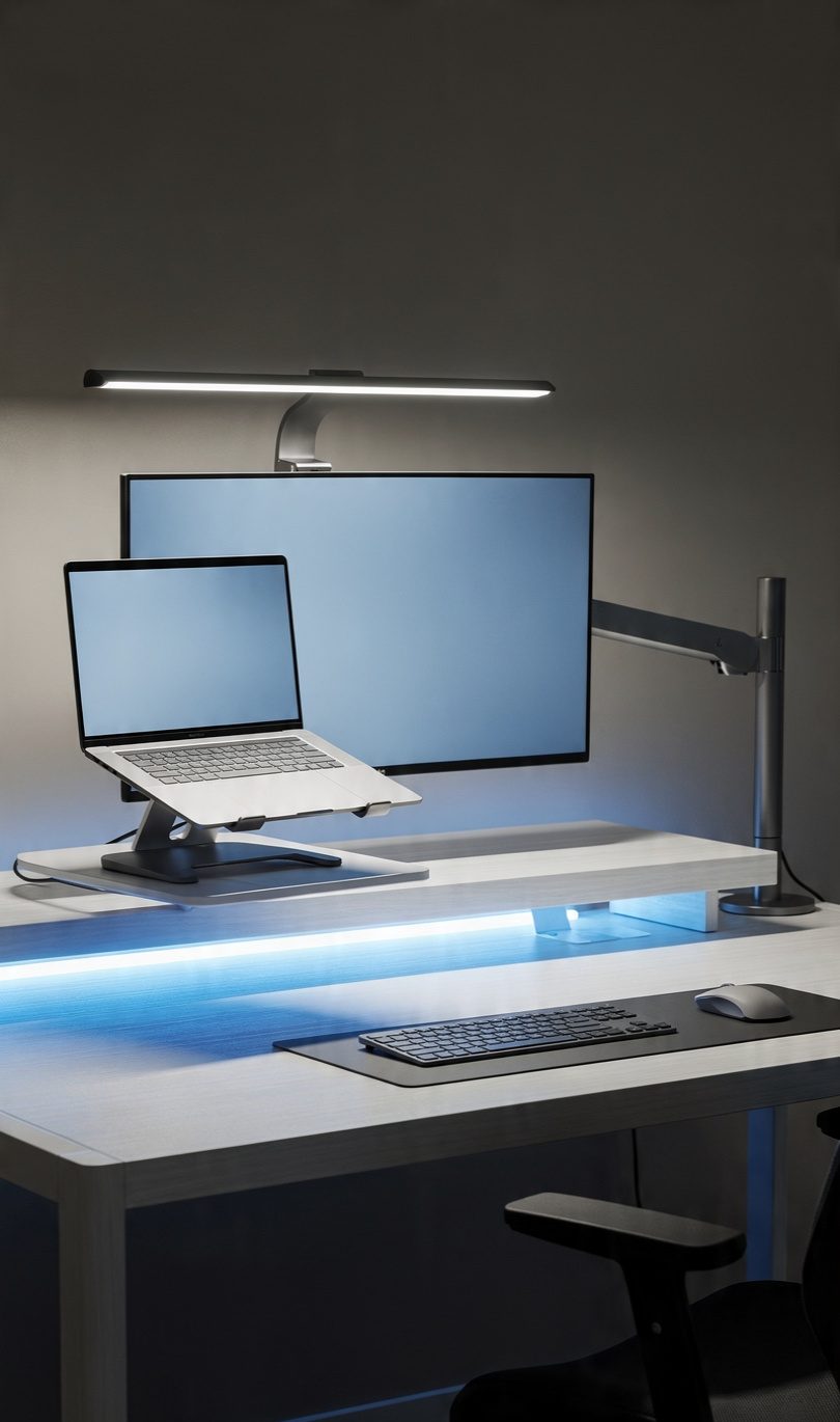 modern office desk setup ultra minimal aesthetic s