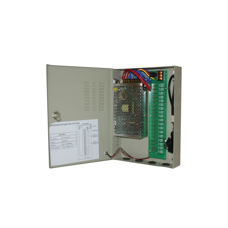 18 channel 12vdc 20 amp cctv power supply 18 channel 12vdc 20 amp cctv power supply